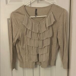 Charlotte Russe Tan Ruffle Cardigan